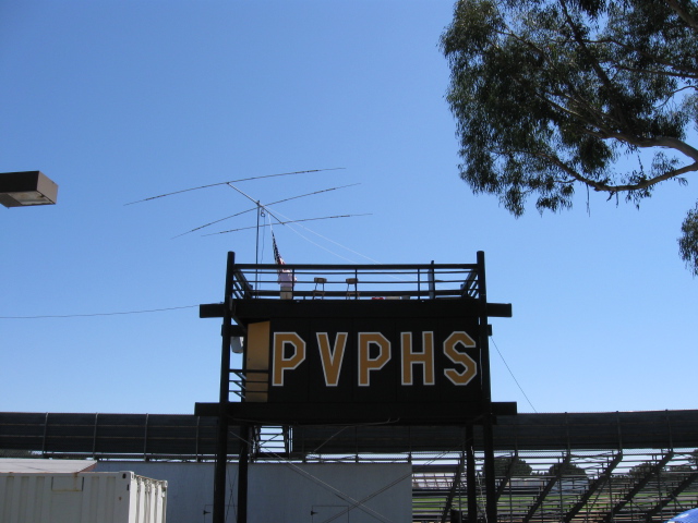 IMG_0296.JPG - Tri-bander and flag on top of PVPHS press box