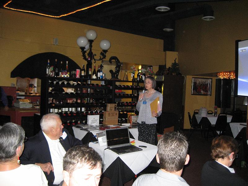 IMG_1615.JPG - Diana Feinberg awards the W6AM Rhombic Award recognizing service to the club and Amateur Radio
