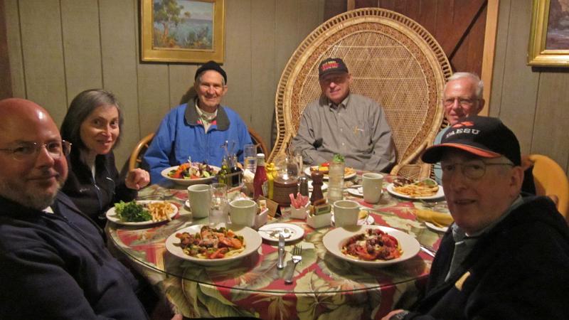IMG_0175.JPG - Saturday night dinner in only restaurant at Two Harbors; N6HE in Big Kahuna Chair