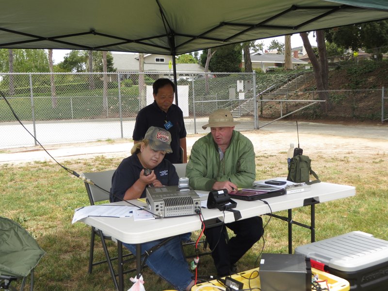 IMG_0973.JPG - Get on the Air (GOTA) stationCindy Matsuda KJ6NWO, Chris Storey KA6WNK, and Ralph Yoon AI6GP