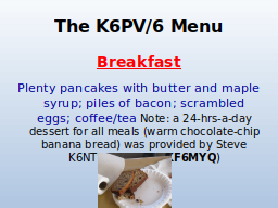 The K6PV/6 Menu