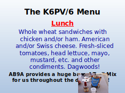 The K6PV/6 Menu